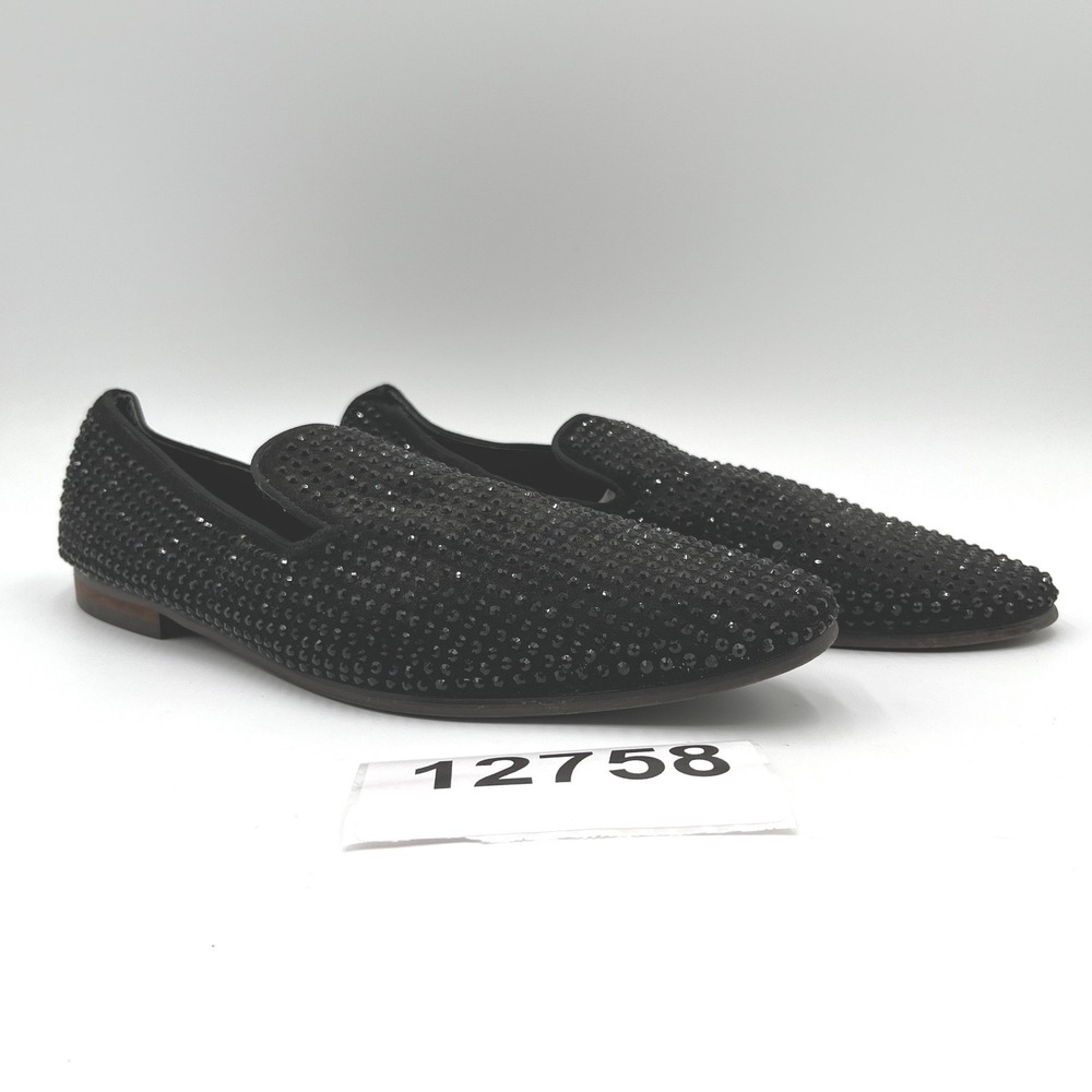 Steve Madden Loafers Mens Size 12 Black Excellent Rhinestone Smoking Slipper